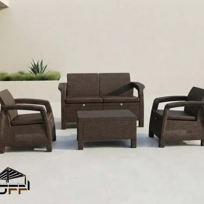 ست مبلمان چهار نفره باغی و ویلایی مدل حصیری